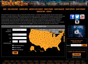 How hauntworld.com looks like on a tablet such as an iPad.