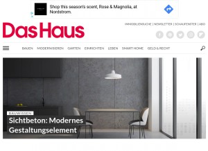 How haus.de looks like on a tablet such as an iPad.