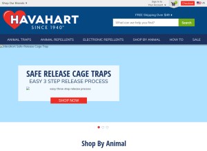 How havahart.com looks like on a tablet such as an iPad.