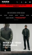 How havenshop.com looks like on a mobile device such as an iPhone.