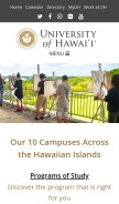 How hawaii.edu looks like on a mobile device such as an iPhone.