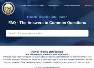 How hawaiilicenseplate.com looks like on a tablet such as an iPad.