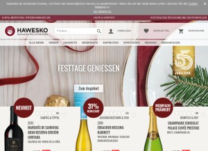 How hawesko.de looks like on a tablet such as an iPad.