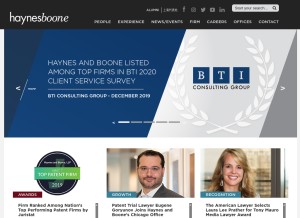 How haynesboone.com looks like on a tablet such as an iPad.
