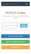 How hcpcs.codes looks like on a mobile device such as an iPhone.