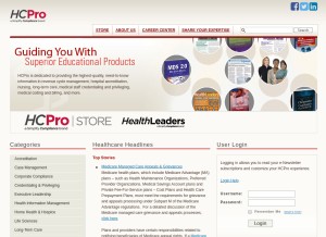 How hcpro.com looks like on a tablet such as an iPad.