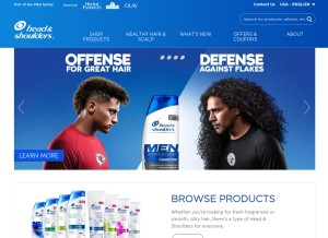 How headandshoulders.com looks like on a tablet such as an iPad.