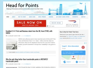 How headforpoints.com looks like on a tablet such as an iPad.