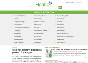 How healio.com looks like on a tablet such as an iPad.