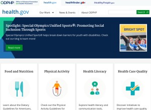 How health.gov looks like on a tablet such as an iPad.