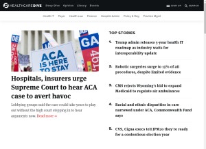 How healthcaredive.com looks like on a tablet such as an iPad.
