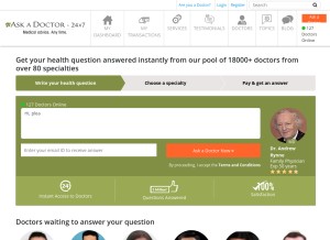How healthcaremagic.com looks like on a tablet such as an iPad.