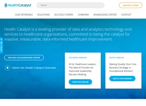How healthcatalyst.com looks like on a tablet such as an iPad.