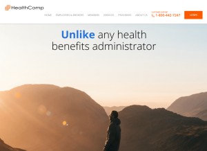 How healthcomp.com looks like on a tablet such as an iPad.