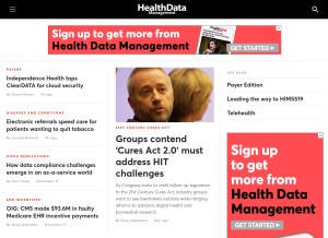 How healthdatamanagement.com looks like on a tablet such as an iPad.
