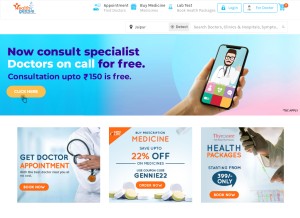 How healthgennie.com looks like on a tablet such as an iPad.