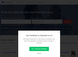 How healthgrades.com looks like on a tablet such as an iPad.
