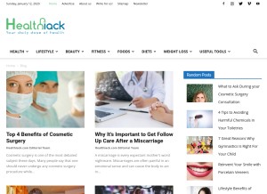 How healthiack.com looks like on a tablet such as an iPad.