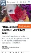 How healthinsurance.org looks like on a mobile device such as an iPhone.