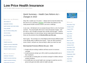 How healthinsurancelowprice.com looks like on a tablet such as an iPad.