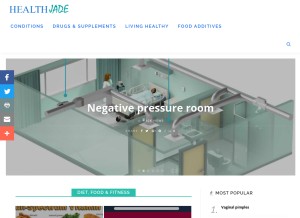 How healthjade.net looks like on a tablet such as an iPad.