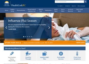 How healthlinkbc.ca looks like on a tablet such as an iPad.