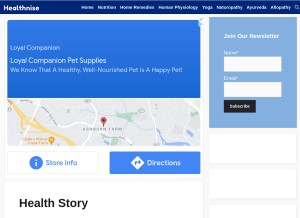 How healthnise.com looks like on a tablet such as an iPad.