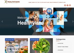 How healthyians.com looks like on a tablet such as an iPad.
