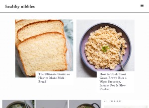 How healthynibblesandbits.com looks like on a tablet such as an iPad.