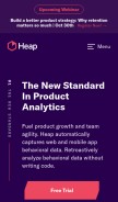 How heapanalytics.com looks like on a mobile device such as an iPhone.