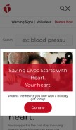 How heart.org looks like on a mobile device such as an iPhone.