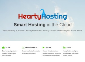 How heartyhosting.com looks like on a tablet such as an iPad.