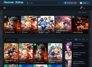 How heavenanime.com looks like on a tablet such as an iPad.