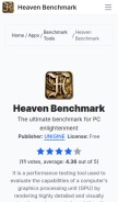 How heavenbenchmark.com looks like on a mobile device such as an iPhone.