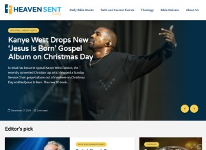 How heavensentdaily.com looks like on a tablet such as an iPad.