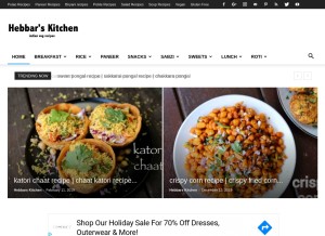 How hebbarskitchen.com looks like on a tablet such as an iPad.