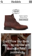 How heddels.com looks like on a mobile device such as an iPhone.