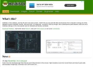 How heidisql.com looks like on a tablet such as an iPad.