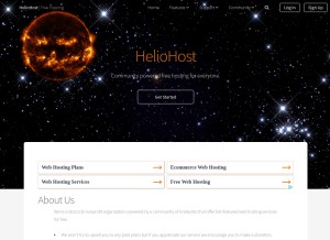 How heliohost.org looks like on a tablet such as an iPad.
