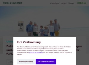 How helios-kliniken.de looks like on a tablet such as an iPad.