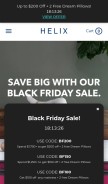 How helixsleep.com looks like on a mobile device such as an iPhone.