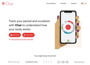 How helloclue.com looks like on a tablet such as an iPad.
