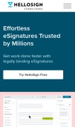 How hellosign.com looks like on a mobile device such as an iPhone.