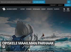 How helsinki.fi looks like on a tablet such as an iPad.