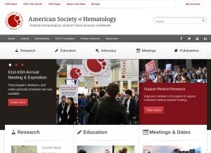 How hematology.org looks like on a tablet such as an iPad.