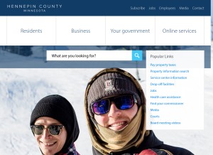 How hennepin.us looks like on a tablet such as an iPad.