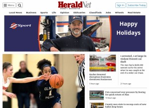 How heraldnet.com looks like on a tablet such as an iPad.