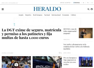 How heraldo.es looks like on a tablet such as an iPad.