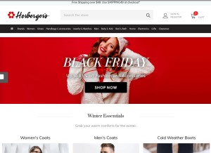 How herbergers.com looks like on a tablet such as an iPad.