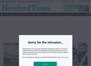 How herefordtimes.com looks like on a tablet such as an iPad.